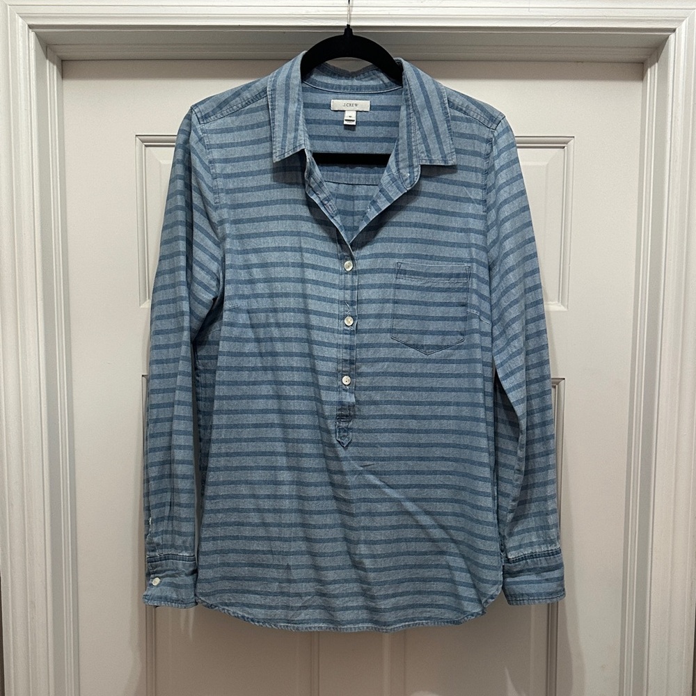J. Crew Blue Striped Women's Button Down Shirt